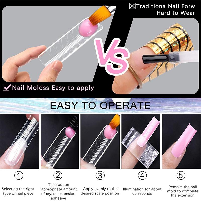 150 Buc/Cutie Forme Duale Unghii Pătrat Coffin Migdală Șablon Extensie Unghii Șabloane pentru Construcție Rapidă Gel UV Instrument Manichiură