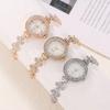 Blätter-Design Damen Quarz Uhr Schlankes Armband Strass Uhr Damen Quarz Uhr Festival Geschenk