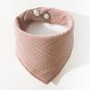 Solid Color Four-Layer Gauze Baby Bib Triangle Scarf with Snap Closure