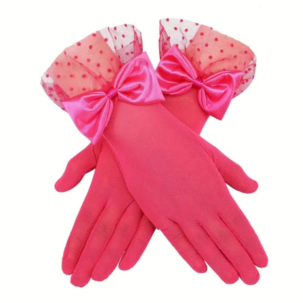 Lace Dinner Gloves Bow Wedding Dress Gloves Elegant Lace Gloves Party