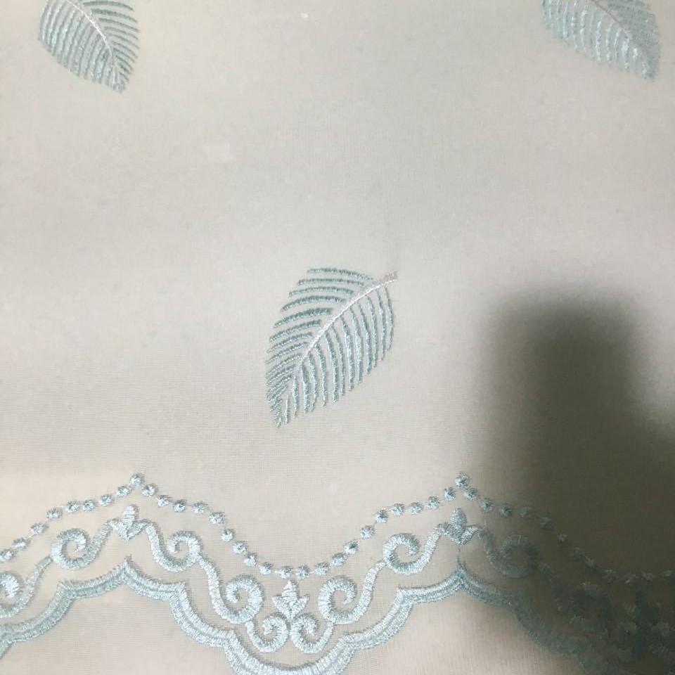 Nordic Style Leaf Embroidery Curtain Window Screen White Yarn Half Blackout Curtain Bedroom Curtain Balcony Yarn
