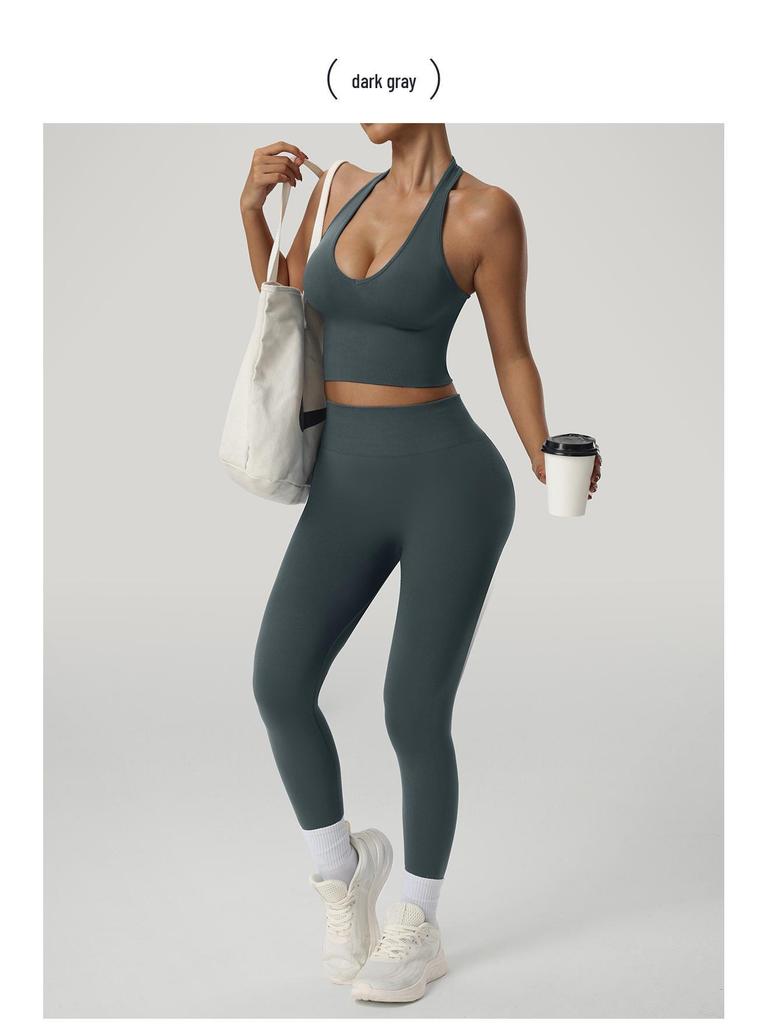 Women's High-Impact Seamless Halter Neck Sports Bra