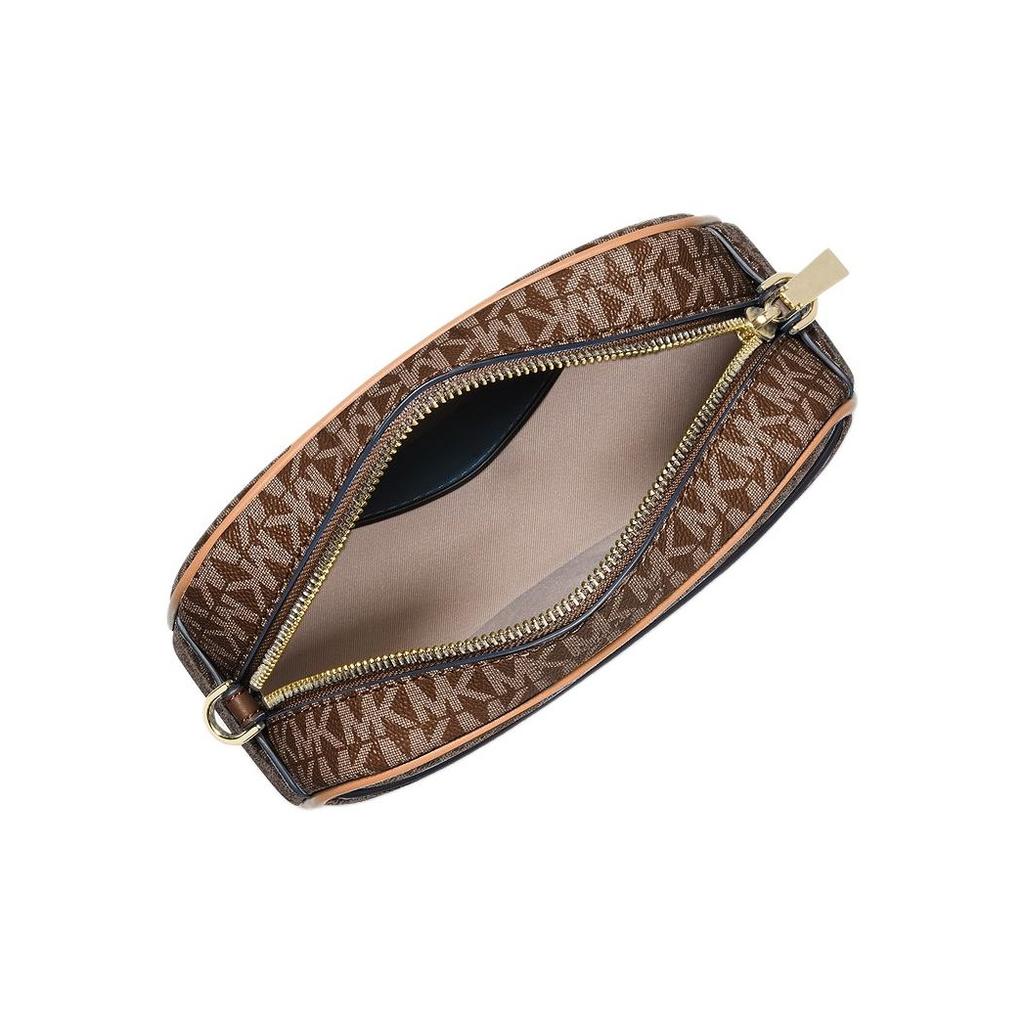 Michael Kors MK Jet Set Logo Print Coated Canvas Crossbody Bag Small Women Bags Brown 32F5GJ6C5B-BROWN