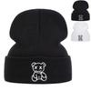 Fashionably Unisex Cute Little Bear Cartoon Embroidery Knitted Hat Men Leisure Travel Winter Hats Beanies Cap Hip Hop Caps