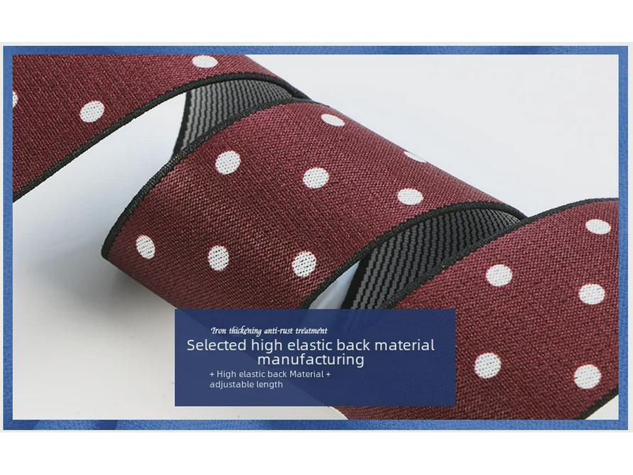 Herren 3,5 cm Verstellbare Hosenträger mit Polka Dots und drei Clips