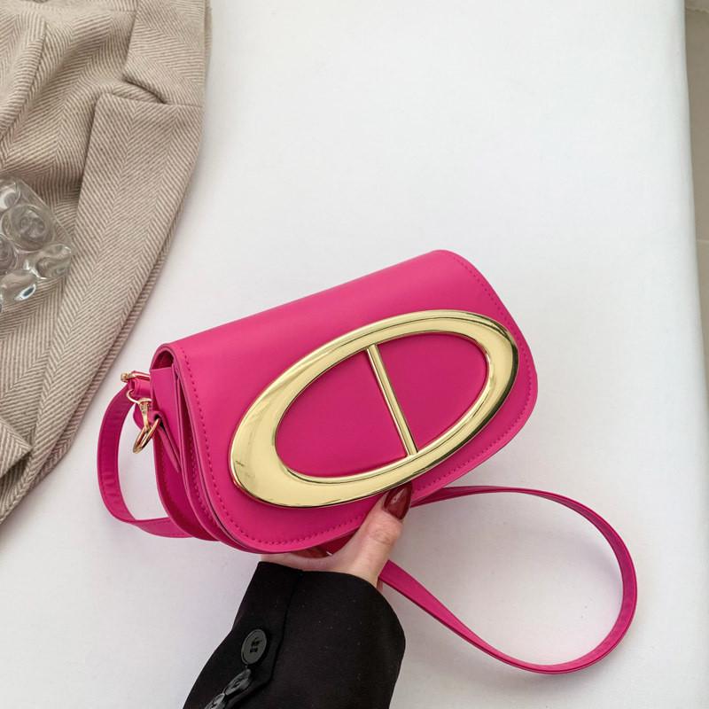 Модная стильная женская сумка-седло Стильная повседневная сумка через плечо в черном и хаки Fuchsia