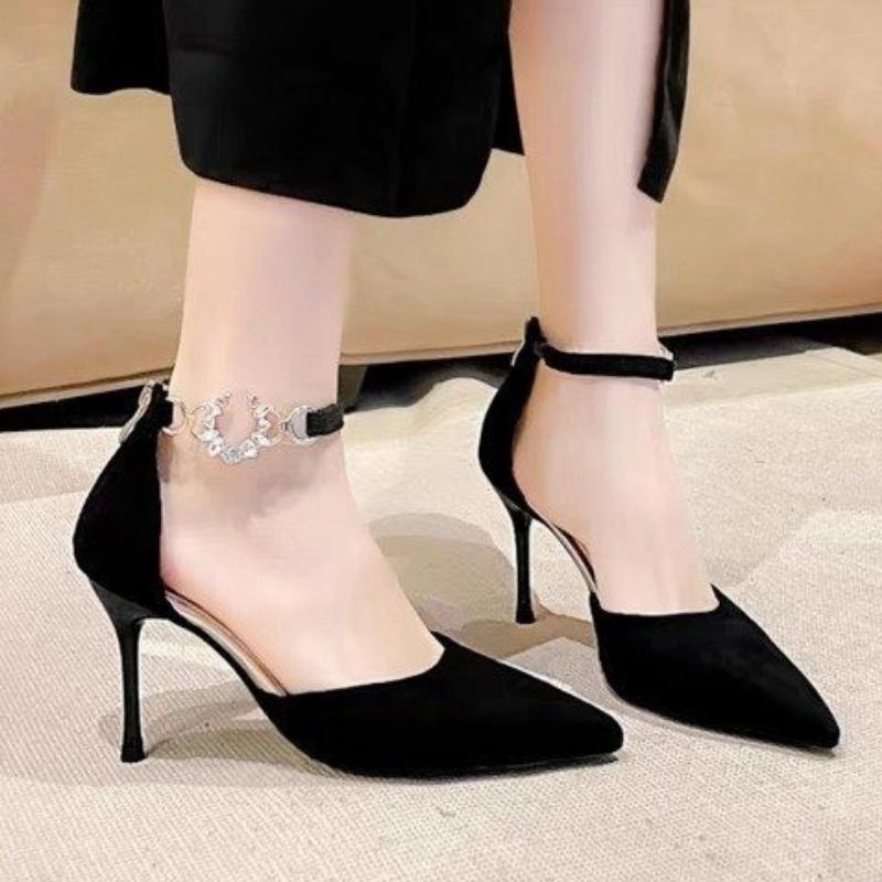 Fashion Women High Heels Shoes Crystal Pointed Toe Heeled Sandals Elegant Summer Pumps 2025 Designer Shallow Stilettos Party Zapatillas