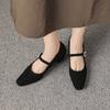Krazing Pot Sheep Suede Square Toe Med Heels Summer Shoes Big Size 42 Crystal Buckle Women Shallow Pumps