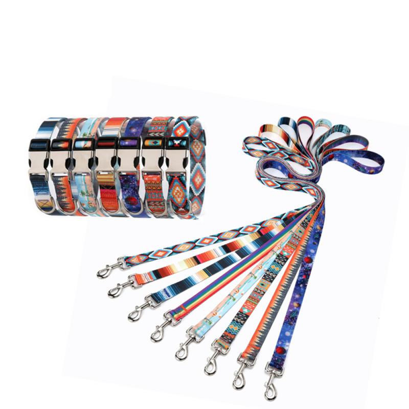 Ethnic Wind Collar Forest Pattern National Wind Pet Supplies Strong And Beautiful Dog Collar And Traction Dog Rope Pet Printing