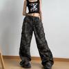 New Military Green Camouflage Multi-pocket Jeans for Men and Women 2026, Straight Loose Hip-hop High-waisted Wide-leg Pants