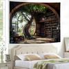 Magic School Bookshelf Tapestry Study Room Picture Large Book Tree House Medieval Tapestries Dorm Wall Art for Home Decor