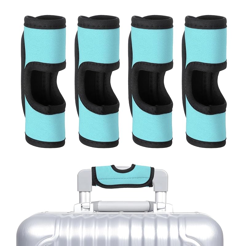 

[uxcell] Luggage handle wrap, 4 hollow neoprene handbag grips Cover Protector Luggage Identifier Suitcase Handle Wrap, Cyan