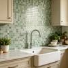 2Pcs 3D Mosaic Tile Sticker, 11.8 x 11.8 Inch Removable Wallpaper Tile, 3D Self Adhesive Wall Tiles, Bathroom Wall Tiles for Kitchen Backsplash, PVC