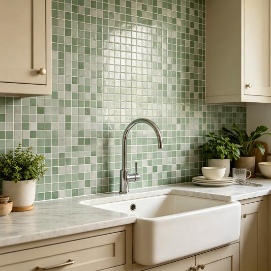 2Pcs 3D Mosaic Tile Sticker, 11.8 x 11.8 Inch Removable Wallpaper Tile, 3D Self Adhesive Wall Tiles, Bathroom Wall Tiles for Kitchen Backsplash, PVC