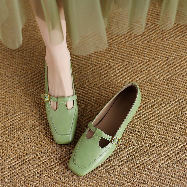 

Одинарная обувь женская весна и осень квадратный носок низкий каблук толстый каблук средний каблук зеленый бежевый туфли Мэри Джейн 40 зелёный