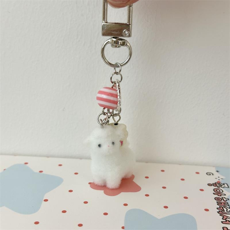 

Милый флокированный брелок-подвеска в виде альпаки, шнурок, цепочка для телефона, очаровательное животное, овечка, шарм для рюкзака, украшения для сумки для девочки, подарок для пары