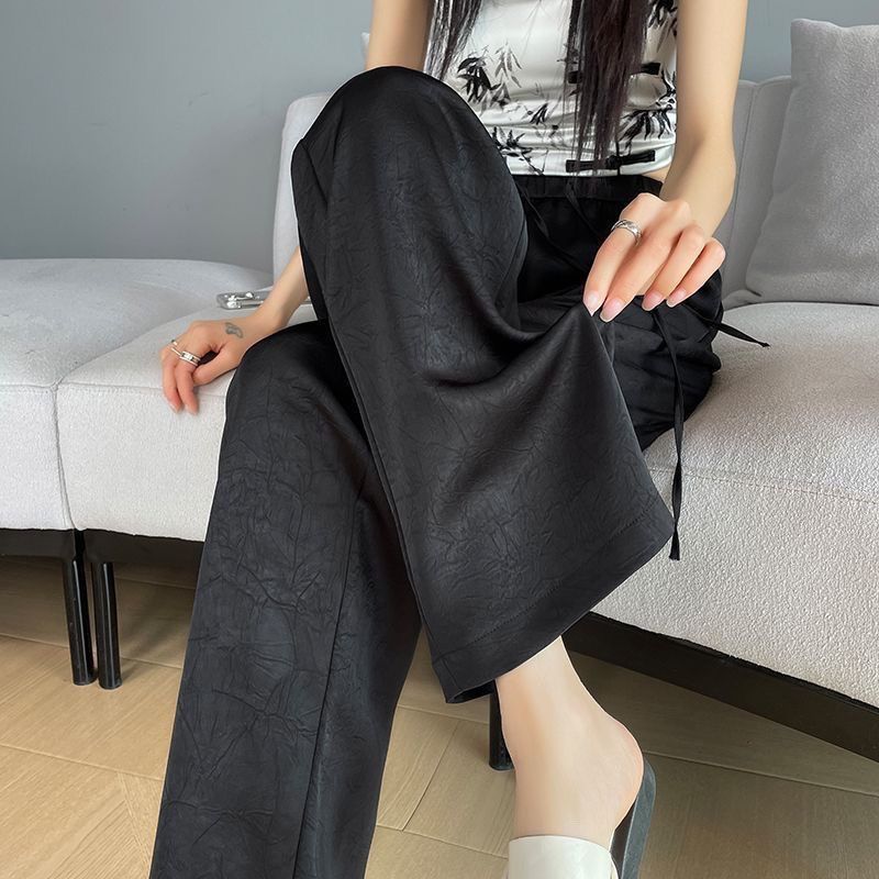 WTEMPO National Style New Jacquard Pants Women's Wide-leg Summer Loose Lightweight Casual Straight Pants