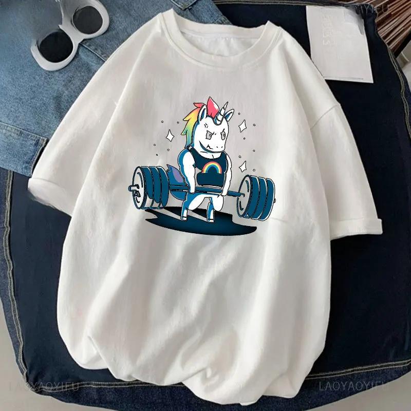 Kočka Vzpírání Potisk Tričko Cvičení Vtipný Gym Design Nálepka Grafika Vysoce Kvalitní Trička Dámské Oblečení Camisetas