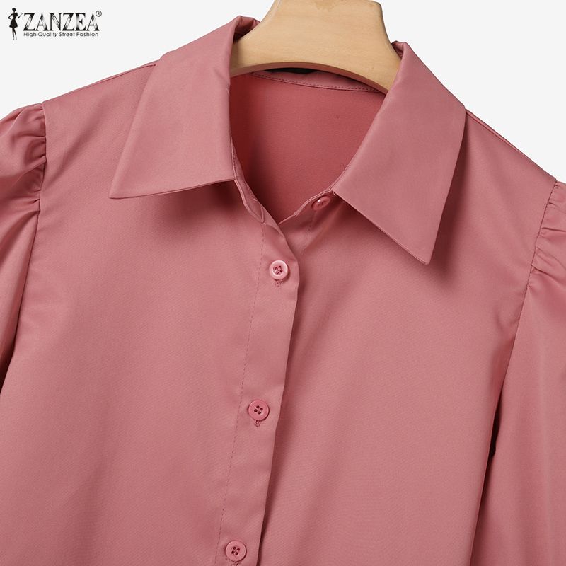 ZANZEA Blusa de Manga 3/4 para Mujer y Pantalones de Pierna Ancha Conjuntos Casuales de Dos Piezas
