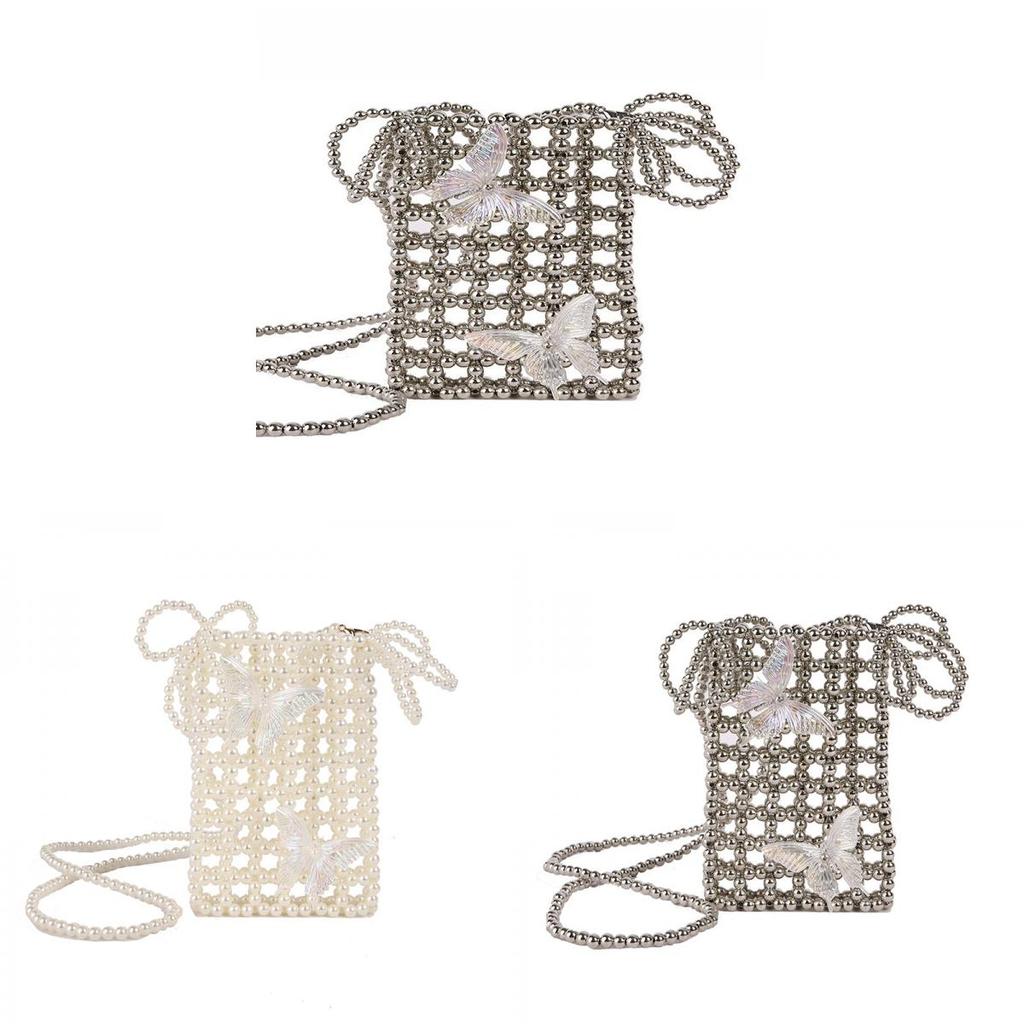 Pearl Mini Crossbody Bag With Weaving Design For Daily Use And Vintage Style