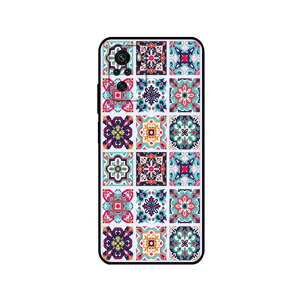 Czarne etui TPU dla Xiaomi Redmi 9T Etui Redmi Note 9T Note 10 5G 4G Pro 10S Etui 3D Wytłaczany Vintage Retro Krata Kwiat