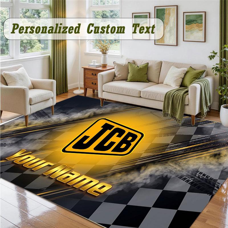 Crystal Velvet Square Rug Custom NameJCB Pattern Non Slip Home Floor Decor Rug