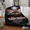 1pc HarleyDavidson Blanket with Custom Name, Gift, for Men and Women, Soft Blanket, Good for Sofa Bed Couch Travel, Lightweight Flannel Blanket