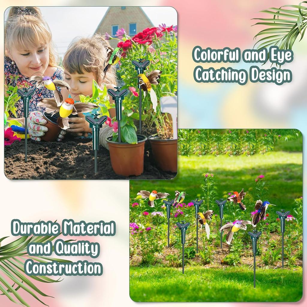 1PC Solar Powered Fluttering Hummingbird Butterfly Wobble Garden Decor Solar Garden Stakes Yard Decor For Patio Yard Flower Bed