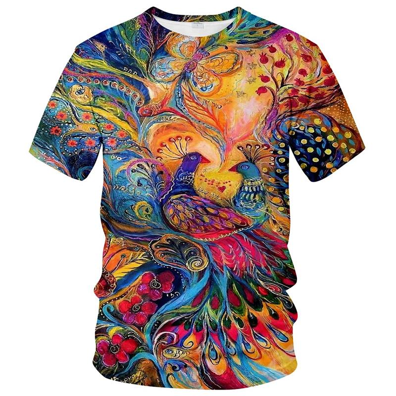 Abstract Phoenix Graphic T Shirt for Men 3D Printed Colorful Streetwear T-shirt y2k Tops Womens