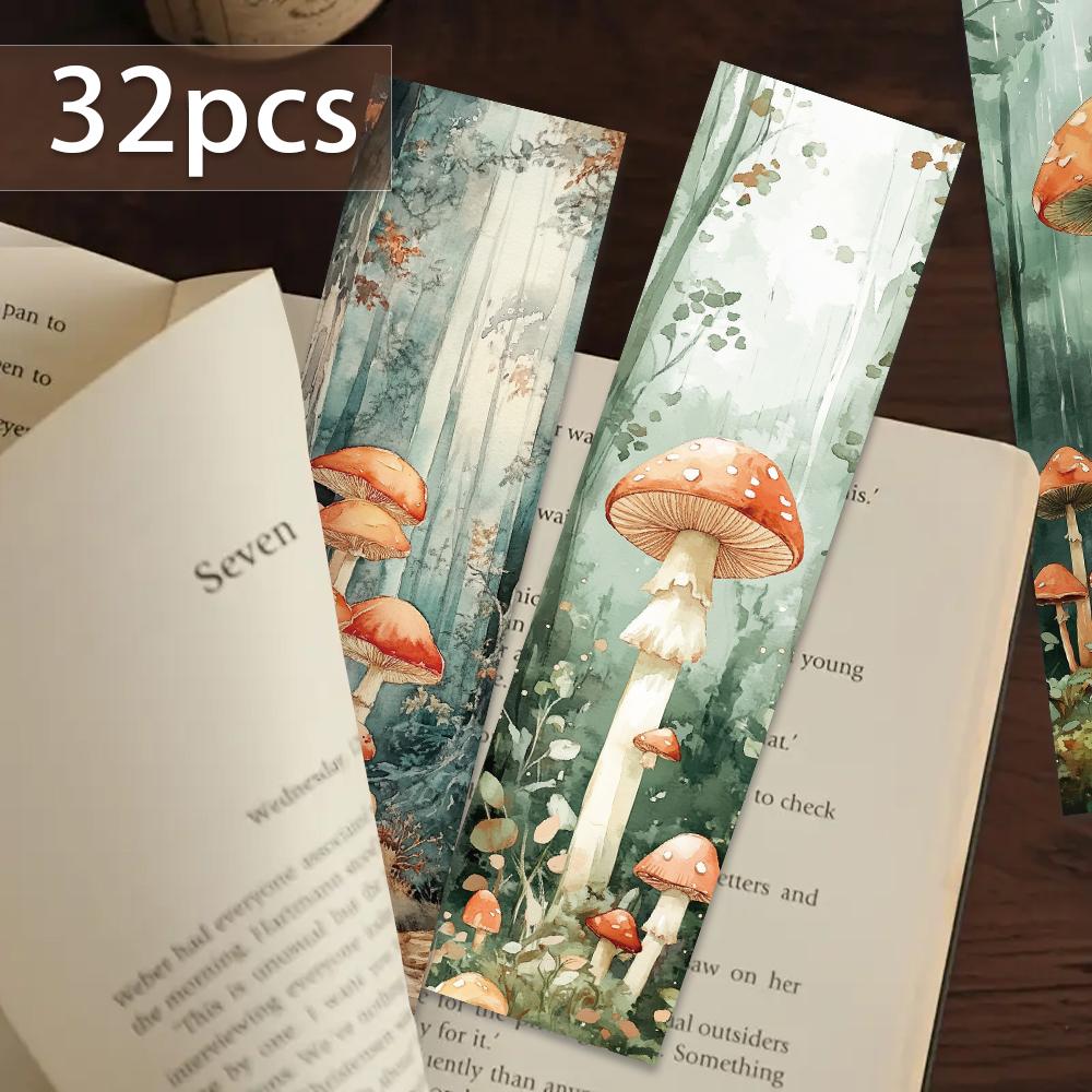 32pcs retro mushroom bookmarks, for reading assistance, suitable for Christmas, Halloween, teachers, readers, and birthday gifts