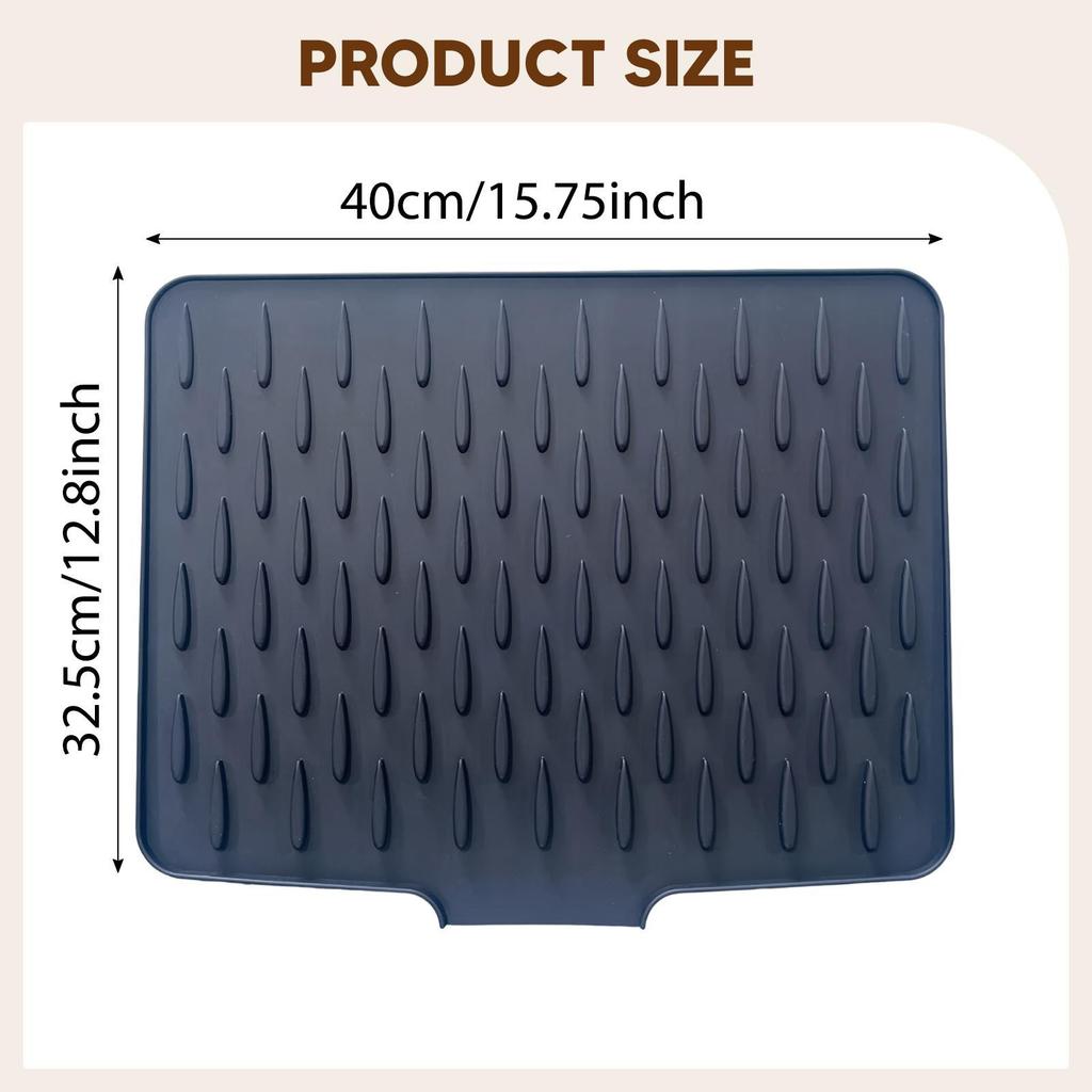 Silicone Dish Drying Mat Avoids Water Build Up Refrigerator Sturdy Heat Resistant Insulation Pad Drain Pad Dish Drying Pad