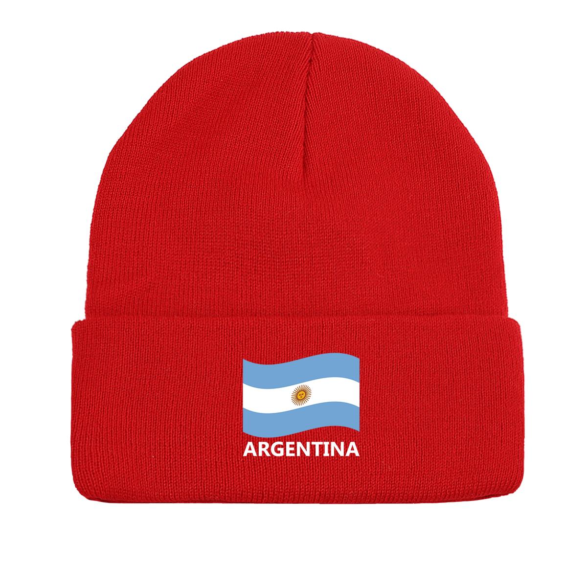 

Флаг Аргентины Зимняя вязаная шапка Beanie, Skullies Beanies Зимняя эластичная повседневная шапка-помпон Beanie as the picture красный