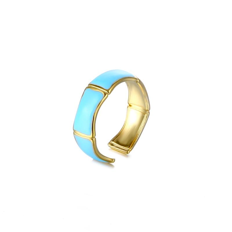Delicate Enamel Rings For Women Adjustable Stainless Steel Square Checkered Dripping Oil Ring Bosnian Jewerly