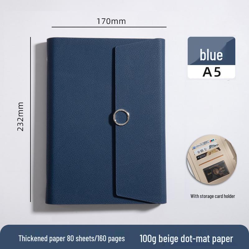 A5 Three-fold Loose-leaf Notebook with Card Slot and Receipt Holder for Office Meetings