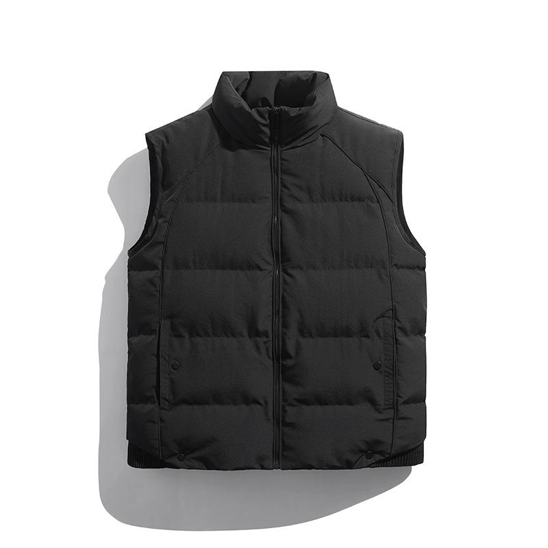 

Unisex Stand Collar Workwear Sleeveless Gilet - Men s Solid Color Autumn Winter Fashion Vest 3XL чорний