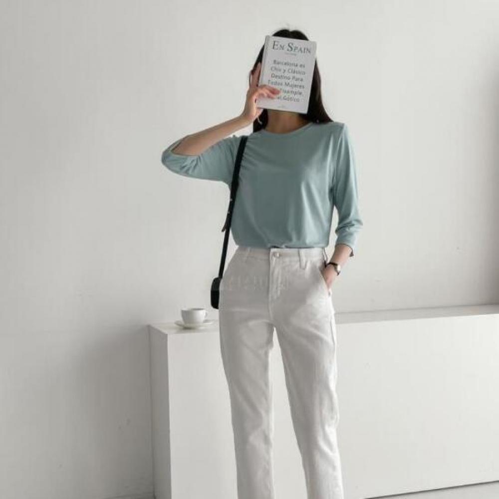 New Arrivals Open Run Women Slim ShorT Sleeve Basic Plain T shirT whiTe