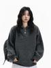 Unisex Hooded Knit Cardigan Jacket - Half-Button, Thick, Loose, Trendy Sweater for Autumn/Winter