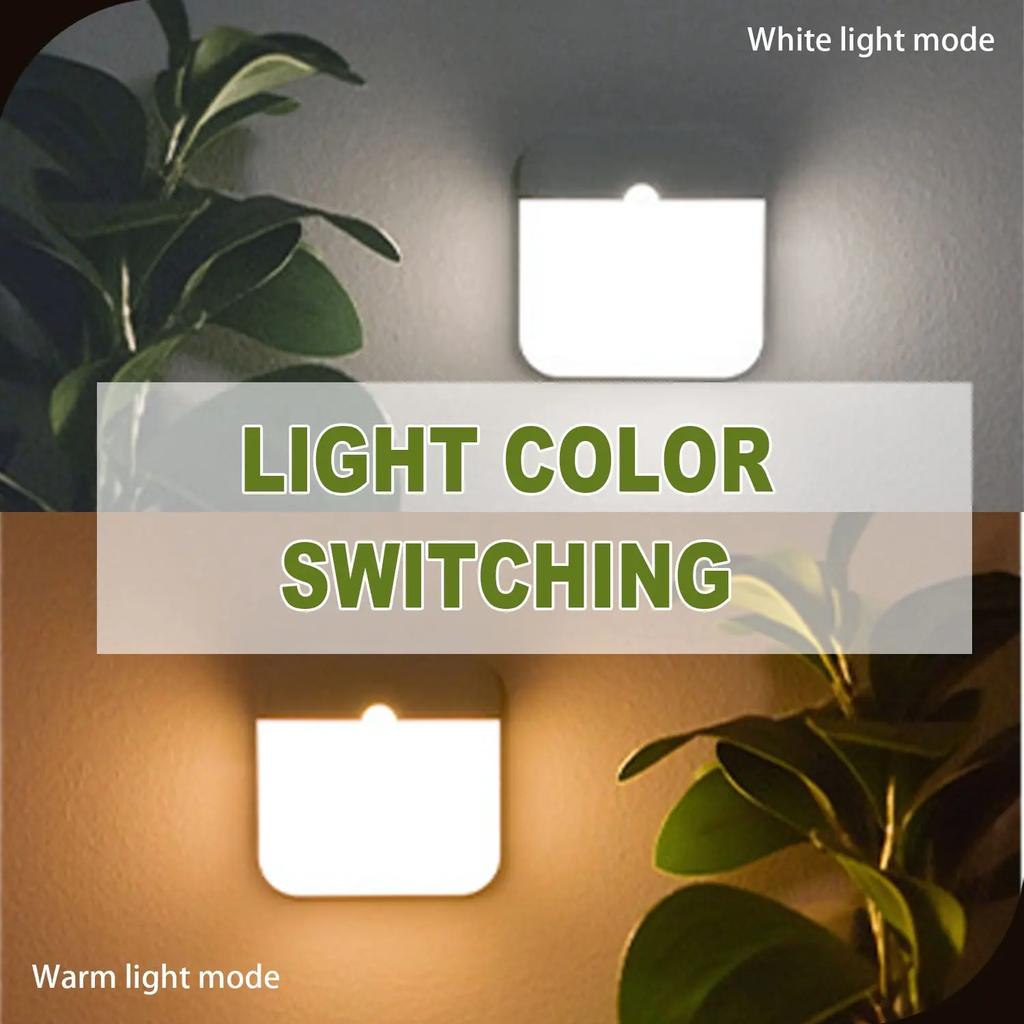 Motion Sensor Light Led Usb TYPE-C Charging Square Lamp for Bedroom Kitchen Stair Hallway Wardrobe Cupboard Lighting Night Light