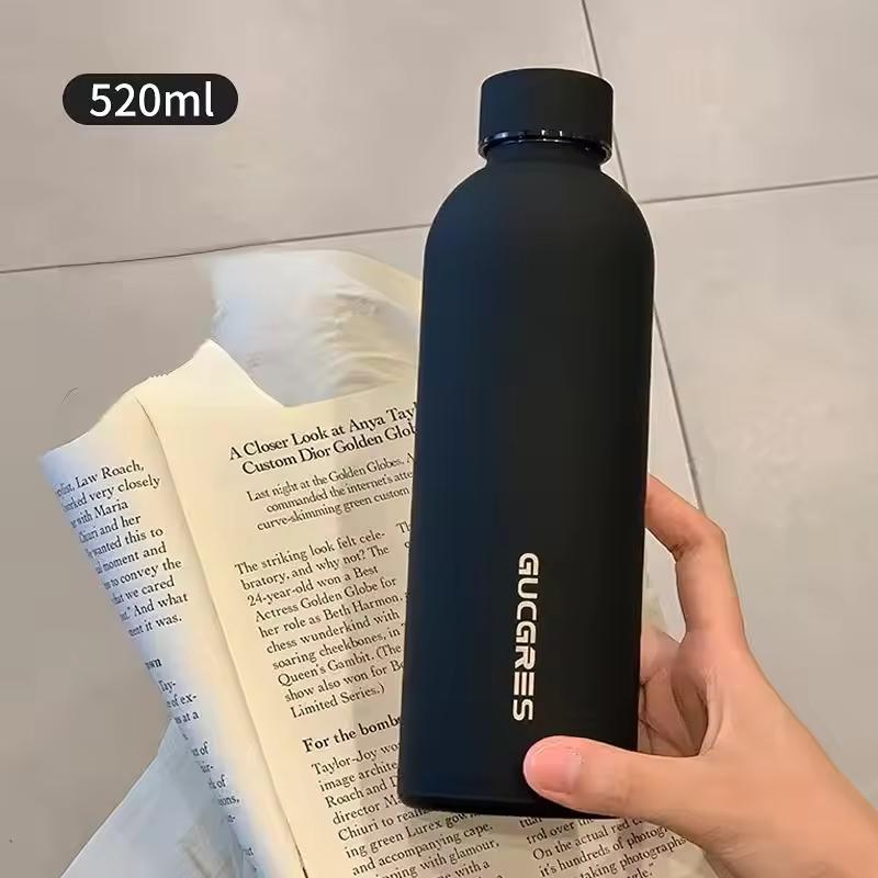 520ml Insulated Bottle Solid Color Stainless Steel Jug with Lid Large Capacity Ice Coffee Cup Portable for Driving Travel Home