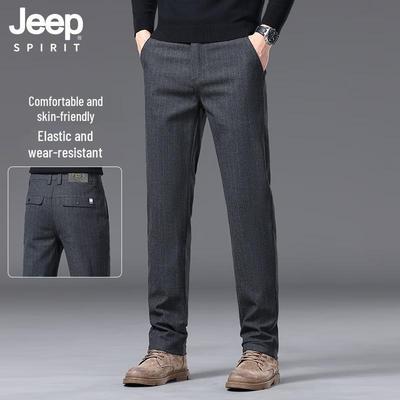 JEEP SPIRIT Men's Straight Fit Elastic Casual Pants