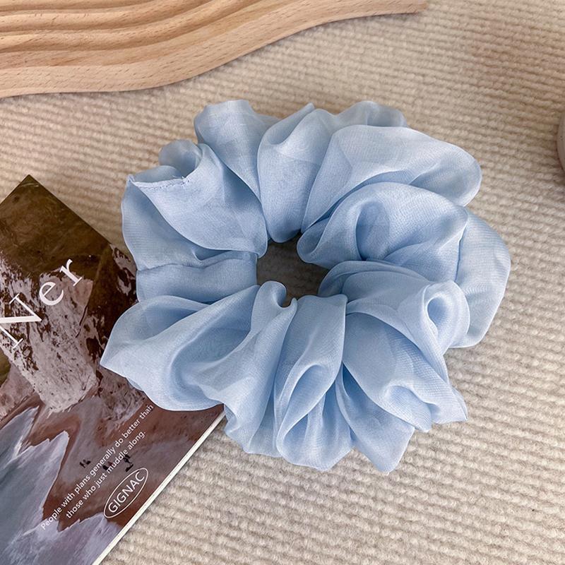 Women and Girls High Ponytail Fashion Accessory Casual Headwear 1Pcs Solid Color Mesh Yarn Scrunchies Elastic Hair Ties