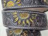 Hand Tooled Black Leather Cowboy Belt – Floral Carved Western Rodeo Belt – Full Grain Handmade Ranch Men’s Outfit