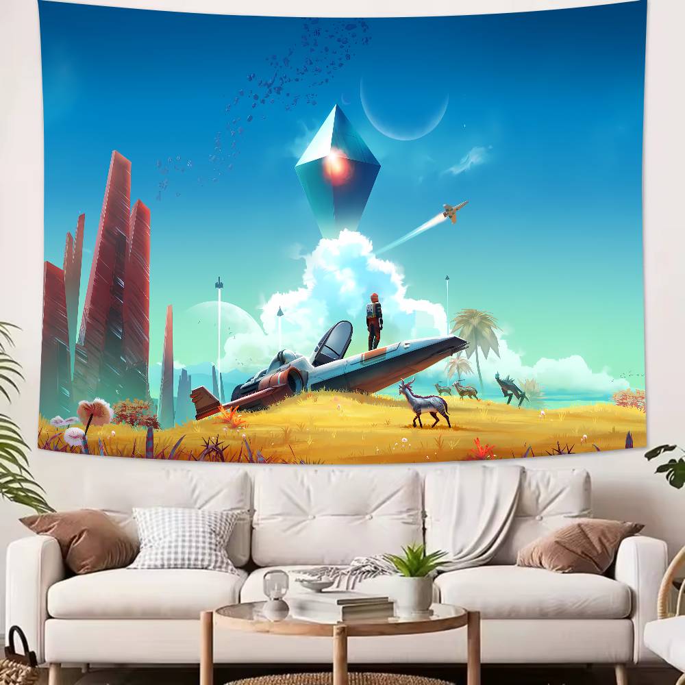 Mode Erkundung Rollenspiele Cool Heiß No Mans Sky Wandteppich Dekoration Schlafzimmer Wohnheim Hintergrundtuch Wandteppich
