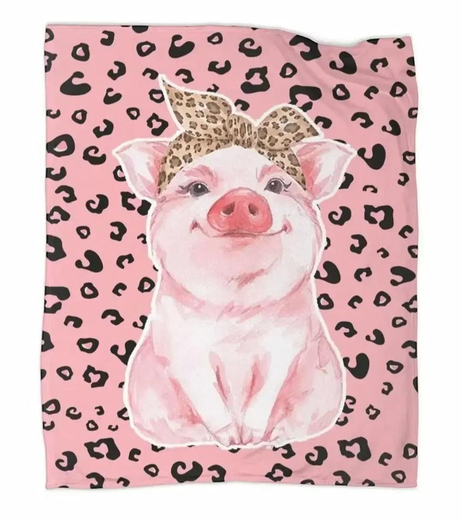 Pig Blanket Gifts for Women Pig Lovers,Pink Pig Blankets for Girls Boys,Cozy Warm Cute Animal Flannel Throw Blanket for Bed Sofa
