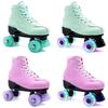Adult Unisex Double Row Roller Skates, Breathable Purple Leather, Jelly Wheels, Four-Wheel Design