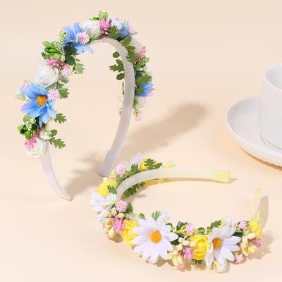 Blumenstirnbänder für Damen Mädchen Künstlicher Blumenkranz Böhmisches Gänseblümchen Rosen-Stirnband für Mädchen Hochzeit Party Kopfschmuck