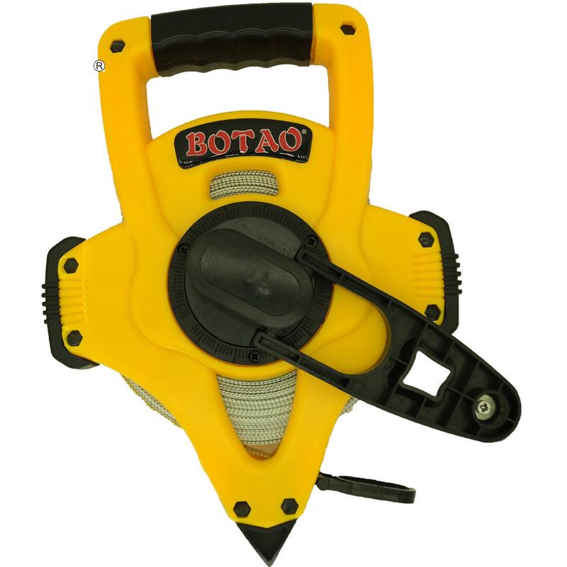 30m Yellow Plastic Shell Steel Frame Measuring Tape with Fiberglass Hand Crank for Engineering Surveying