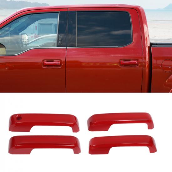 Red Exterior Door Handle Panel Bezel Cover Trim For FORD F150 2015 2016 to