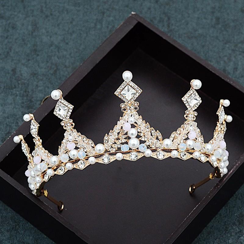 Golden wedding crown, wedding, simple and elegant hair accessories, wedding dress, accessories, super fairy style