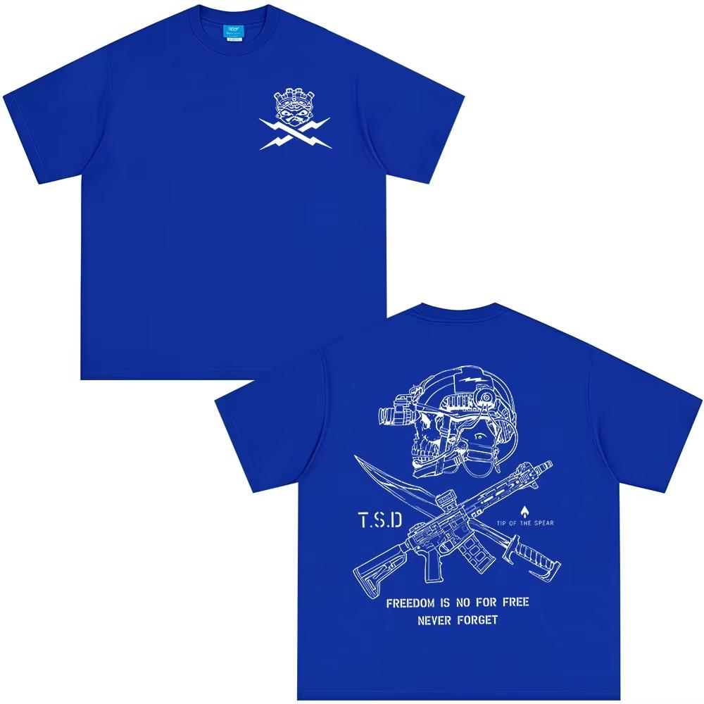 Men's shirt Summer oversized Tip of The Spear Sparta Tactical Skeleton graphics Women's Y2k streetwear Tshirt